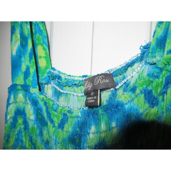 Lilly Rose Girls Blue and Green Speghetti Strap Summer Dress - Picture 3 of 3